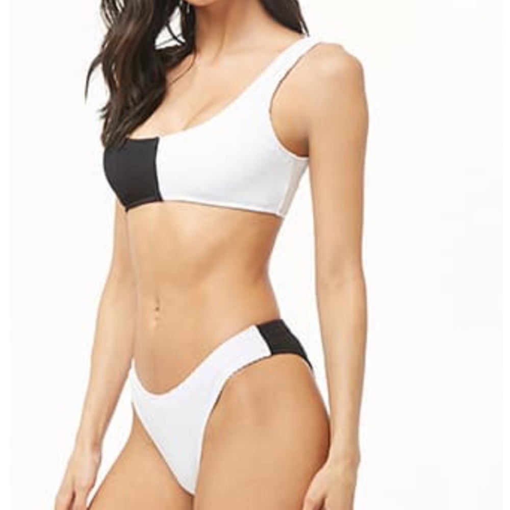 Black and White Contrast Bikini Set